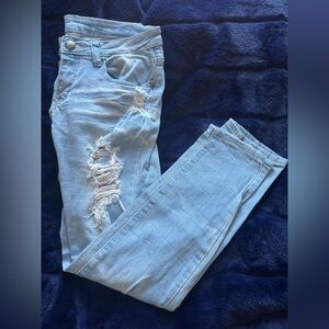 Stylish Light Blue Distressed Women Jeans